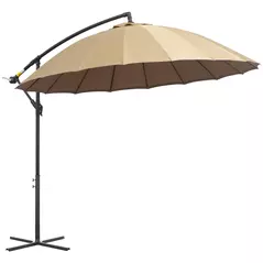 Outsunny 3(m) Cantilever Umbrella 18 Ribs & Vents Adjustable Angle for Patio Khaki - 1