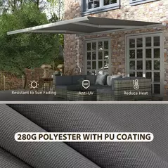 Outsunny 4x3m Full Cassette Electric/Manual Retractable Awning with Remote Controller, Sun Canopies for Patio Door Window with Remote Controller, Grey - 6