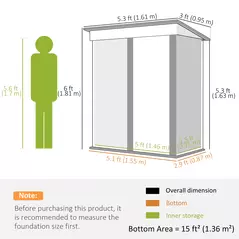 Outsunny 5 x 3ft Corrugated Steel Storage Shed, with Lock - Brown - 3
