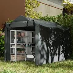 Outsunny 2.2 x 1.6 m Garden Storage Tent, Waterproof Anti-UV Bike Tent with Roll-up Zipper Door, Galvanised Outdoor Storage Shelter Carport for Bike, Motorbike, Garden Tools, Dark Grey - 7