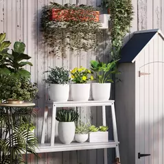 Outsunny Set of Three Ф22cm Planters - White - 8