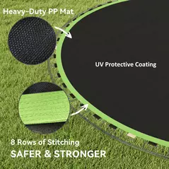 SPORTNOW Trampoline Replacement Mat with Spring Pull Tool, 42 V-Hooks, for 8ft Trampoline using 14cm Springs, Green - 5