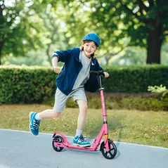 AIYAPLAY Kids Scooter with Four-Level Adjustable Handlebar, Dual Brake System, 200mm Wheels, ABEC-7 Bearings, Pink - 2