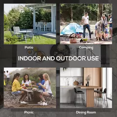 Outsunny Folding Garden Table, 180 x 75cm Rectangular HDPE Outdoor Picnic Table for 6, Metal Frame for Patio, Park, White - 6