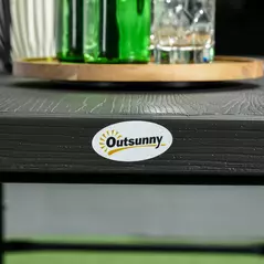 Outsunny Folding Picnic Table with 2 Benches, 3-Piece Portable Garden Furniture Set for 4, Dining Table Set with Plastic Top, Steel Frame, Dark Grey - 8