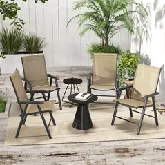 Outsunny Set of Four Folding Garden Chairs - Light Brown - 2