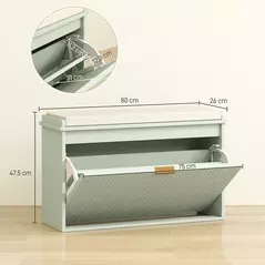 HOMCOM Elegant Eight Shoe Bench, with Top Seat - Green - 3