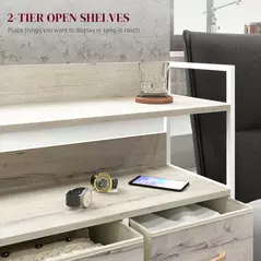 HOMCOM Rustic Chest of Five Fabric Drawers - Natural - 5