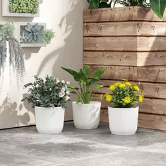 Outsunny Set of Three Ф22cm Planters - White - 7
