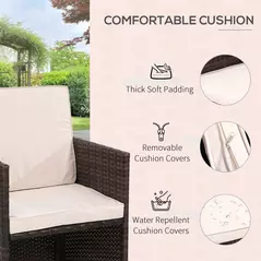 Outsunny 8 Seater Rattan Cube Garden Furniture Set, Rattan Dining Set with Cushions, Outdoor Dining Table and Chairs with 4 Armchairs, 4 Stools, Square Glass Top Table for Patio, Balcony, Brown - 6