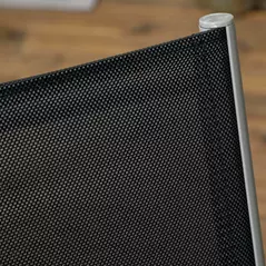 Outsunny 7 Piece Outdoor Garden Dining Set with Table and 6 Stackable Chairs, Steel Frame, Tempered Glass Top, Mesh Seats, Black - 9