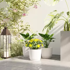 Outsunny Set of Three Ф22cm Planters - White - 2