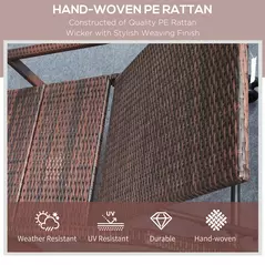 Outsunny Outdoor Sun Lounger, Rattan Wicker Chaise Recliner with 5-Level Adjustable Backrest and 2 Wheels - 6