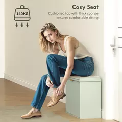 HOMCOM Elegant Six Shoe Bench, with Top Seat - Green - 7