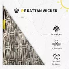 Outsunny 5-Piece Rattan Patio Furniture Set with Corner Sofa, Footstools, Coffee Table, for Poolside, Dark Grey - 5