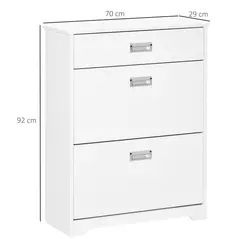 HOMCOM Shoe Cabinet, Slim Shoe Storage Cabinet with Drawer, 2 Flip-up Doors and Adjustable Shelf, Narrow Shoe Cupboard for 16 Pairs of Shoes for Entryway, Hallway, White - 3