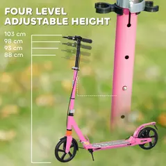 AIYAPLAY Kids Scooter with Four-Level Adjustable Handlebar, Dual Brake System, 200mm Wheels, ABEC-7 Bearings, Pink - 4