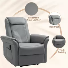 HOMCOM Recliner Armchair with 3D Kneading Massage, Breathable Leather Recliner Chair with Back Massager and Headrest, Electric Reclining Chair with Footrest, Remote, USB Port, Side Pockets for Home - 7