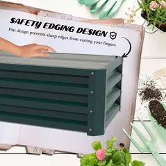 Outsunny Set of Two 110 x 65cm Steel Planter Boxes - Green - 6