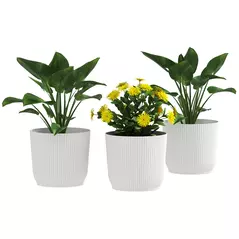 Outsunny Set of Three Ф22cm Planters - White - 1