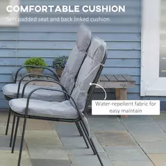 Outsunny Seven-Piece Garden Dining Set with Cushions - Grey - 6