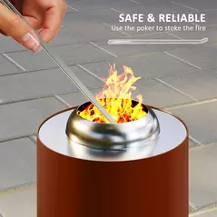 Outsunny Smokeless Fire Pit, 16 x 16 cm Stainless Steel Portable Wood Burning Firepit with Poker, Wood or Pellet Fuelled Tabletop Fire Pit for Garden Camping Bonfire Party, Red - 5