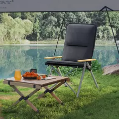 Outsunny Portable Camping Chair for Adults, High Back Folding Chair with Padded Seat and Carry Bag, Outdoor Recliner for Hiking, Fishing, Beach and Picnic, Black - 9