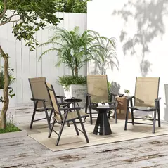 Outsunny Set of Four Folding Garden Chairs - Light Brown - 7