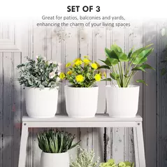 Outsunny Set of Three Ф22cm Planters - White - 4