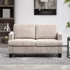 HOMCOM Two-Seater Chenille Sofa - Light Brown - 7