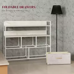 HOMCOM Rustic Chest of Five Fabric Drawers - Natural - 6