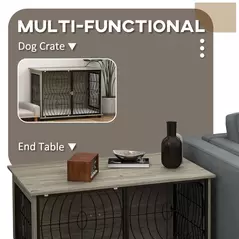 PawHut Dog Crate Furniture End Table w/ Plush Washable Cushion, Lockable Door, for Large Dogs - 5
