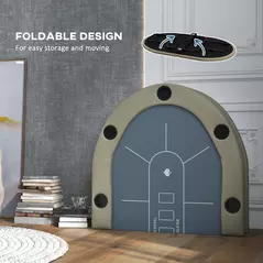 SPORTNOW 8 Player Folding Poker Table, with Cup Holders, Cushioning Edge, Brown and Blue - 7