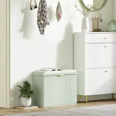 HOMCOM Elegant Six Shoe Bench, with Top Seat - Green - 8