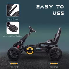 HOMCOM Kids Pedal Go Kart, with Adjustable Seat, EVA Wheels, Seat, Handbrake - Black - 5