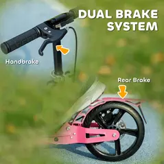 AIYAPLAY Kids Scooter with Four-Level Adjustable Handlebar, Dual Brake System, 200mm Wheels, ABEC-7 Bearings, Pink - 5