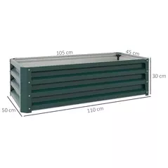 Outsunny Set of Two 110 x 65cm Steel Planter Boxes - Green - 3