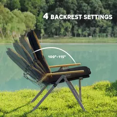 Outsunny Portable Camping Chair for Adults, High Back Folding Chair with Padded Seat and Carry Bag, Outdoor Recliner for Hiking, Fishing, Beach and Picnic, Black - 4