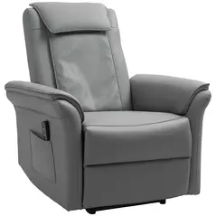 HOMCOM Recliner Armchair with 3D Kneading Massage, Breathable Leather Recliner Chair with Back Massager and Headrest, Electric Reclining Chair with Footrest, Remote, USB Port, Side Pockets for Home - 1