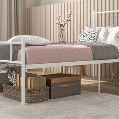 HOMCOM Single Bed Frame, Metal Bed Base with Headboard and Footboard, Metal Slat Support and 31cm Underbed Storage Space - 9
