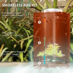 Outsunny Smokeless Fire Pit, 16 x 16 cm Stainless Steel Portable Wood Burning Firepit with Poker, Wood or Pellet Fuelled Tabletop Fire Pit for Garden Camping Bonfire Party, Red - 4