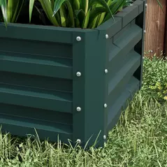 Outsunny Set of Two 110 x 65cm Steel Planter Boxes - Green - 8