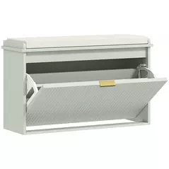 HOMCOM Elegant Eight Shoe Bench, with Top Seat - Green - 1