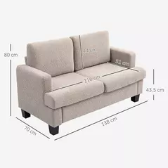HOMCOM Two-Seater Chenille Sofa - Light Brown - 3
