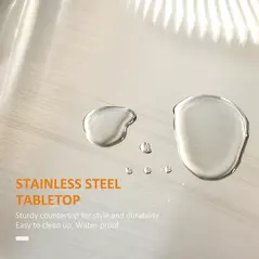 HOMCOM Wooden Kitchen Island on Wheels, Serving Cart Storage Trolley with Stainless Steel Top, Drawer, Side Handle and Rack, White - 5