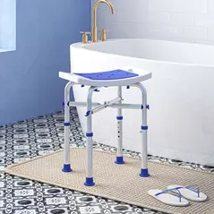 HOMCOM 44-51.5cm Aluminium Frame Shower/Bath Stool - White - 8