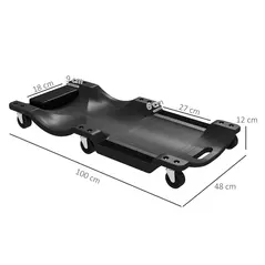 DURHAND Mechanic Vehicle Creeper, Under-Car Rolling Crawler Board, with Headrest, Wheels, Black - 3