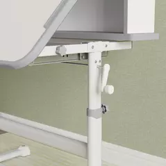 AIYAPLAY Height Adjustable Kids Desk and Chair Set, Children School Study Desk with Tiltable Desktop, Reading Rack, Grey - 9