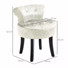 HOMCOM Dressing Table Stool with Rubber Wood Legs, Ice Velvet Vanity Stool for Living Room Bedroom, Beige - 3