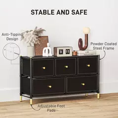 HOMCOM Faux Leather Front Chest of Drawers - Black - 6